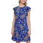 Women's Flutter-Sleeve Trapeze Dress