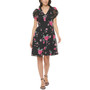Women's Floral-Print Puff-Sleeve A-Line Dress