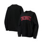 Women's Black Cincinnati Bearcats Comfy Cord Vintage-Like Wash Basic Arch Pullover Sweatshirt