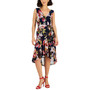 Petite Floral-Print Surplice-Neck High-Low Dress