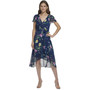 Floral-Print Flutter-Sleeve Asymmetrical Faux-Wrap Dress