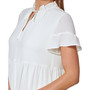 Women's Split-Neck Ruffle-Sleeve Tiered Swing Dress