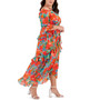 Plus Size Floral Chiffon Cold-Shoulder Midi Dress