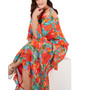 Plus Size Floral Chiffon Cold-Shoulder Midi Dress