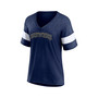 Women's Branded Heathered Navy Milwaukee Brewers Wordmark V-Neck Tri-Blend T-shirt