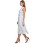 Women's Striped V-Neck Belted Sleeveless Midi Dress