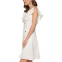 Solid Flutter-Sleeve Button-Front Dress
