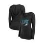 Women's Threads Black Philadelphia Eagles Super Bowl LVII High Tide Tri-Blend V-Neck Long Sleeve Hoodie T-shirt