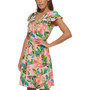 Women's Printed Knot-Front Flutter-Sleeve Dress