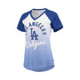 Women's Royal and White Los Angeles Dodgers Shortstop Ombre Raglan V-Neck T-Shirt