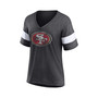Women's Branded Heathered Charcoal San Francisco 49ers Distressed Team Tri-Blend V-Neck T-shirt
