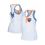 Women's White New York Mets Pinstripe Henley Racerback Tank Top