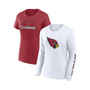 Women's Branded Cardinal, White Arizona Cardinals Lightweight Short and Long Sleeve T-shirt Combo Pack