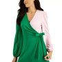 Colorblocked Surplice Side-Tie Dress