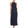 Women's Beaded Halter-Neck Belted Micro-Pleated Gown