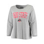 Women's Heathered Gray Ohio State Buckeyes Plus Size Logo Long Sleeve T-shirt