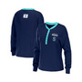 Women's Deep Sea Blue Seattle Kraken Waffle Henley Long Sleeve T-shirt