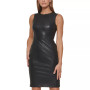 Women's Faux-Leather Sleeveless Sheath Dress