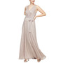 Women's Metallic Surplice Sleeveless Gown