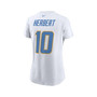 Women's Justin Herbert White Los Angeles Chargers Player Name Number T-shirt