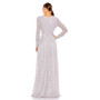 Women's Beaded Lace Long Sleeve Wrap Over Gown