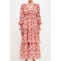 Women's Floral Chiffon Wrapped Maxi Dress