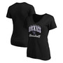 Women's Black Colorado Rockies Victory Script V-Neck T-shirt