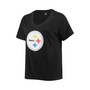Women's Branded Najee Harris Black Pittsburgh Steelers Plus Size Player Name and Number V-Neck T-shirt
