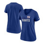 Women's Royal New York Giants Team Name Logo V-Neck Tri-Blend T-shirt