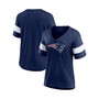 Women's Branded Heathered Navy, White New England Patriots Distressed Team Tri-Blend V-Neck T-shirt