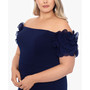 Plus Size Off-The-Shoulder Scuba-Crepe Gown