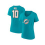 Women's Branded Tyreek Hill Aqua Miami Dolphins Player Icon Name and Number V-Neck T-shirt