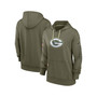Women's Olive Green Bay Packers 2022 Salute to Service Performance Pullover Hoodie