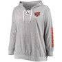 Women's Plus Size Heathered Gray Chicago Bears Lace-Up Pullover Hoodie