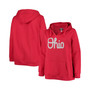 Women's Scarlet Ohio State Buckeyes Plus Size Notch Neck Team Pullover Hoodie