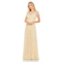 Women's Embellished Illusion Cap Sleeve Gown
