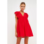 Women's Ruffled V Neck Mini Flounce Dress