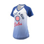 Women's Royal and White Chicago Cubs Shortstop Ombre Raglan V-Neck T-Shirt