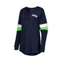Women's College Navy Seattle Seahawks Athletic Varsity Lace-Up Long Sleeve T-shirt