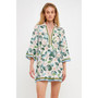 Women's Floral Tunic Dress with Trim
