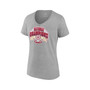 Women's Branded Gray Oklahoma Sooners 2023 NCAA Softball Women's College World Series Champions Official Logo V-Neck T-shirt