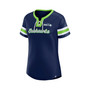 Women's Branded College Navy Seattle Seahawks Plus Size Original State Lace-Up T-shirt