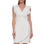 Women's Ruffled Chain-Trimmed Faux-Wrap Dress