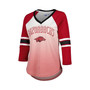 Women's White, Cardinal Arkansas Razorbacks Lead Off Ombre Raglan 3/4-Sleeve V-Neck T-shirt