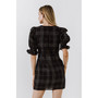Women's Check Print Linen Dress