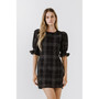 Women's Check Print Linen Dress