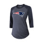 Women's Threads Mac Jones Navy New England Patriots Player Name and Number Raglan Tri-Blend 3/4-Sleeve T-shirt
