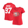 Women's Plus Size Nick Bosa Scarlet San Francisco 49Ers Name Number V-Neck T-shirt