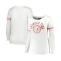 Women's White Alabama Crimson Tide Contrast Stripe Plus Size Scoop Neck Long Sleeve T-shirt