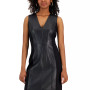 Women's Mixed-Media Sleeveless Ponté-Knit Faux-Leather Dress, Created for Macy's